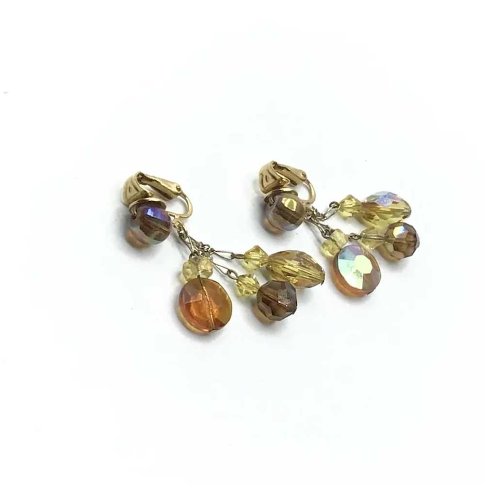 Vogue Gold Tone Topaz Colored Crystal Clip Dangle… - image 4