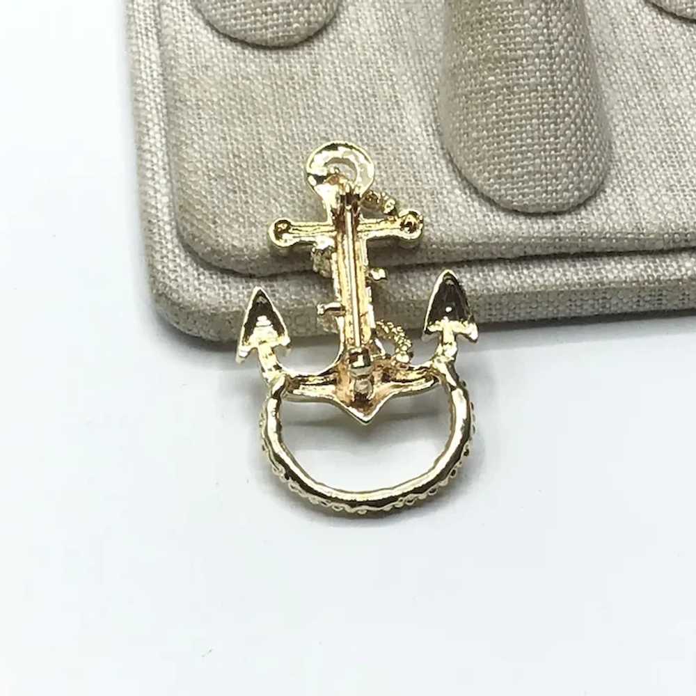 Gold Tone Metal Anchor Brooch NOS - image 4