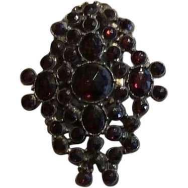 silver Tone Red Stone Dress Clip