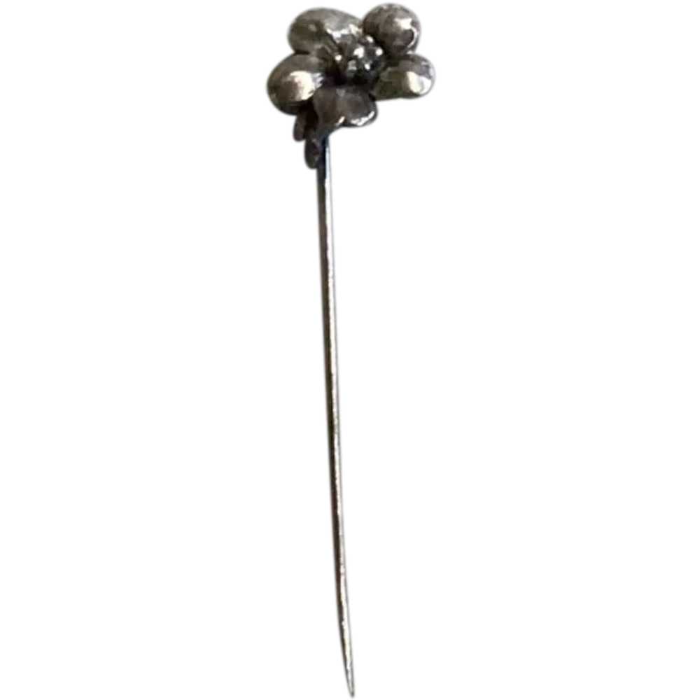 Sterling Silver Movable Flower Stick Pin - image 1