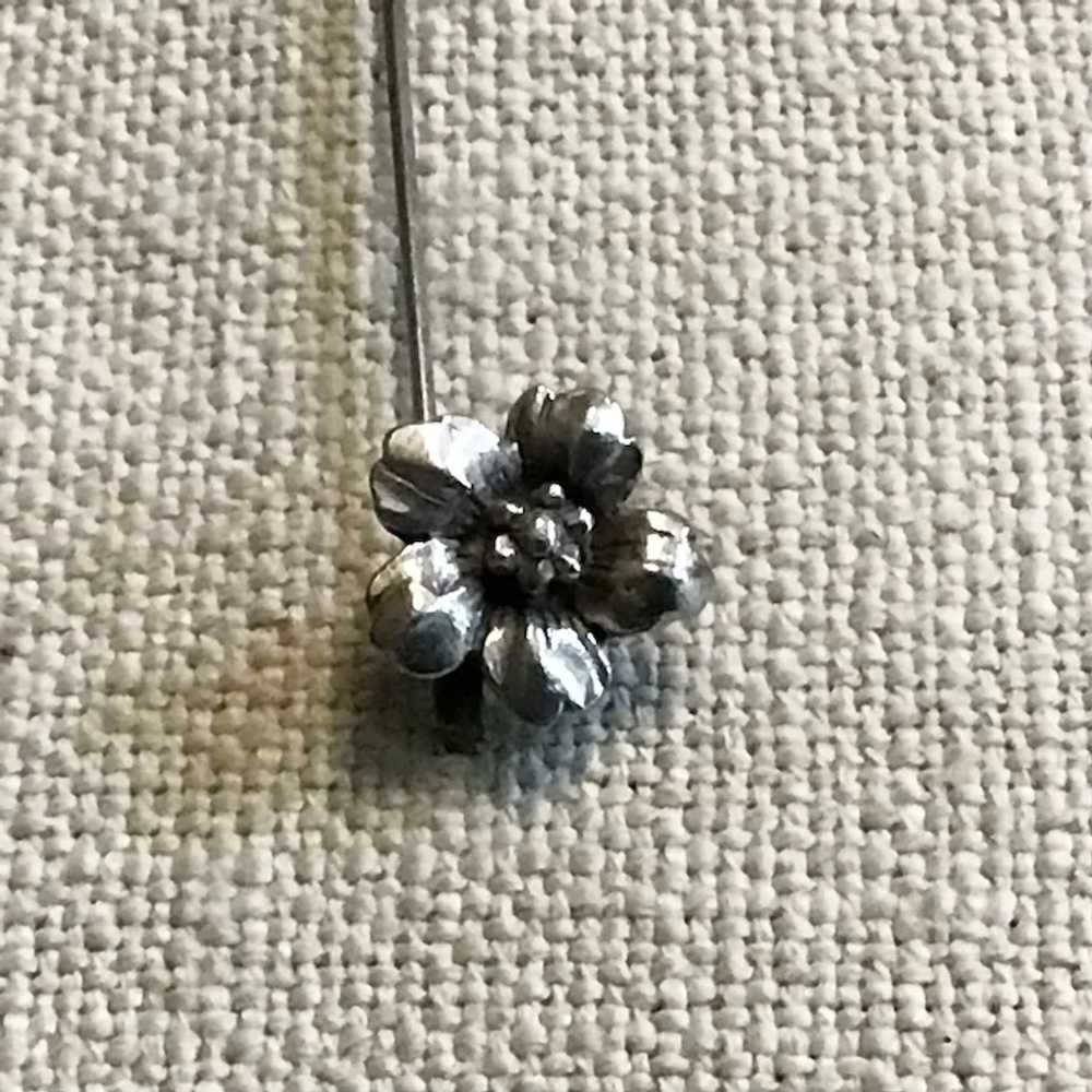 Sterling Silver Movable Flower Stick Pin - image 2