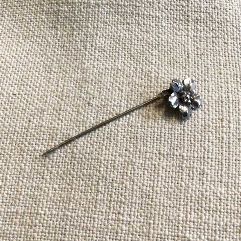 Sterling Silver Movable Flower Stick Pin - image 3