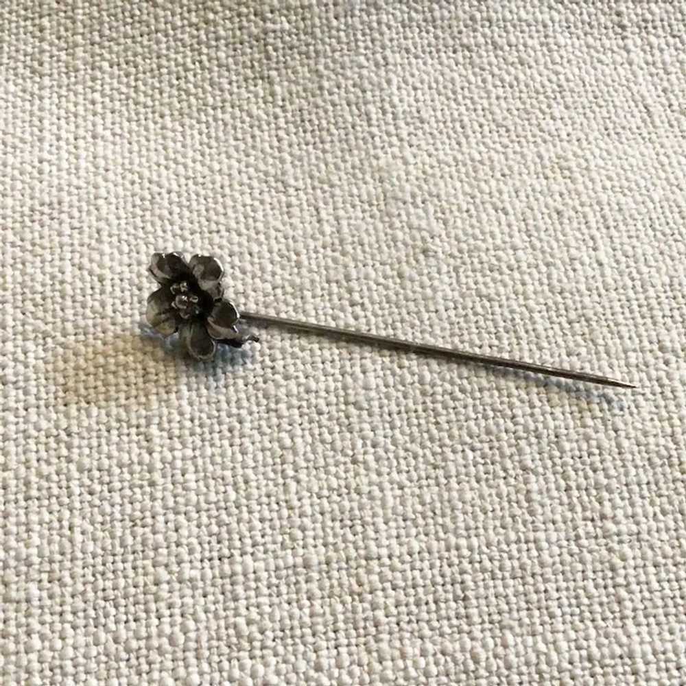 Sterling Silver Movable Flower Stick Pin - image 4