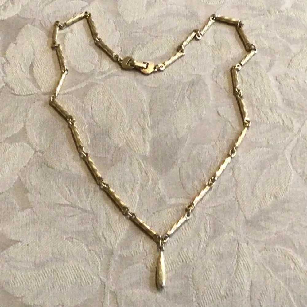 Monet Gold Tone Link Pendant Necklace - image 2