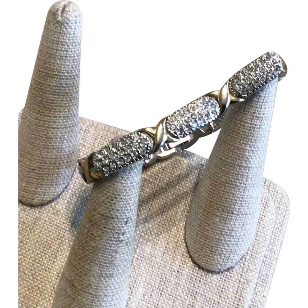 Silver Tone Gold Tone Rhinestone Link Bracelet - image 1