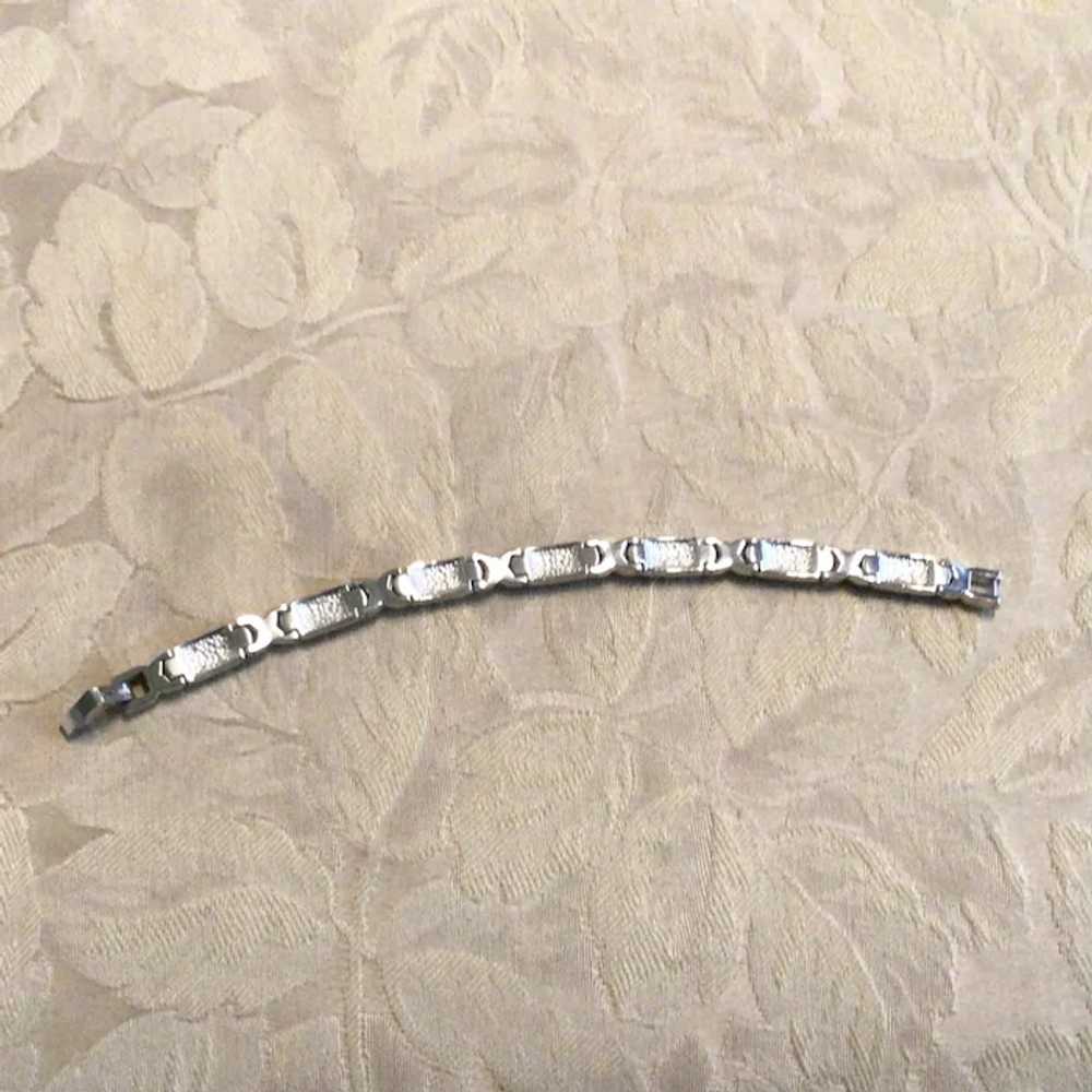 Silver Tone Gold Tone Rhinestone Link Bracelet - image 6