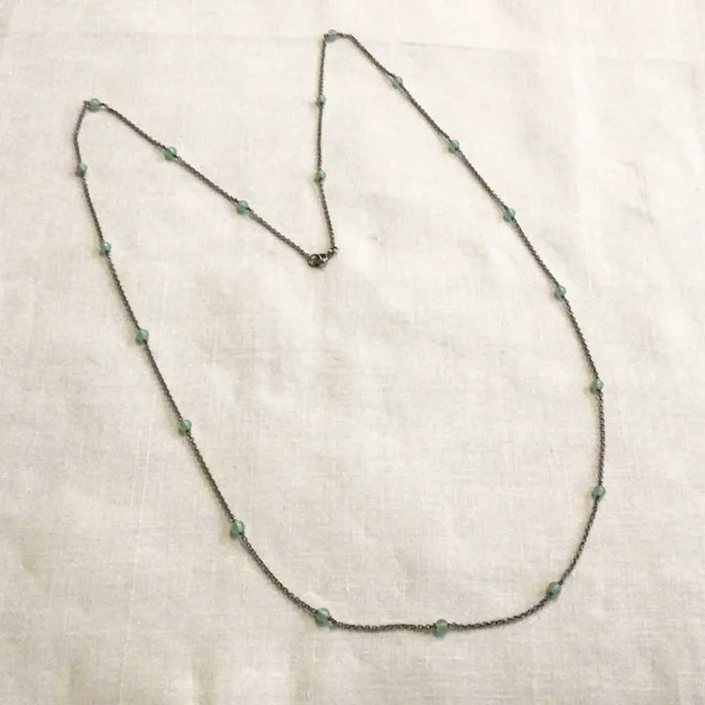 Antique Sterling Silver Peking Glass Necklace - image 2