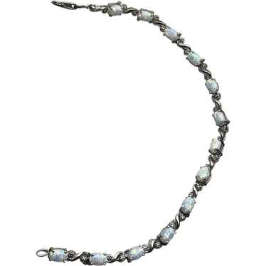 Sterling Silver Faux Opal Bracelet - image 1