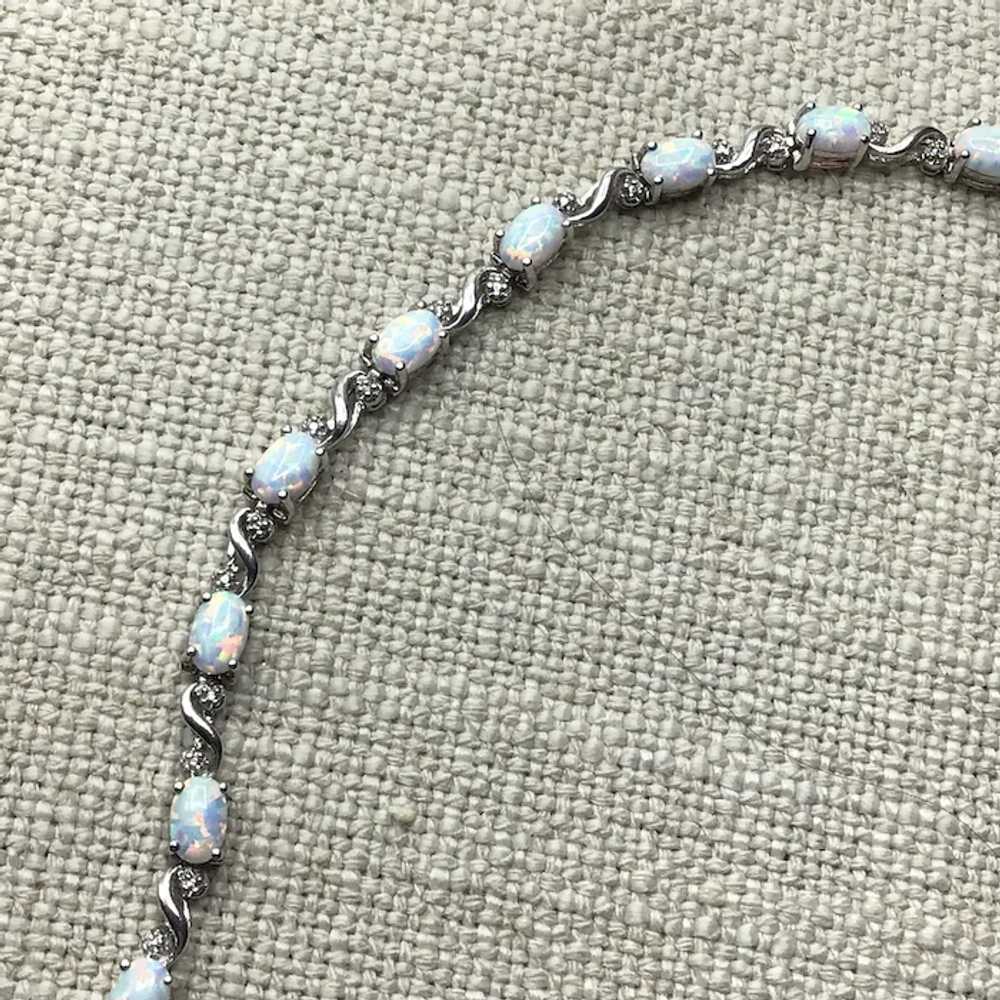 Sterling Silver Faux Opal Bracelet - image 2