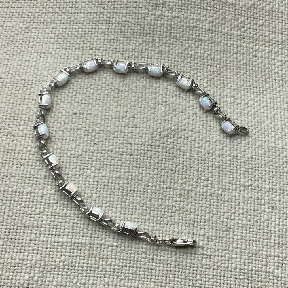 Sterling Silver Faux Opal Bracelet - image 3