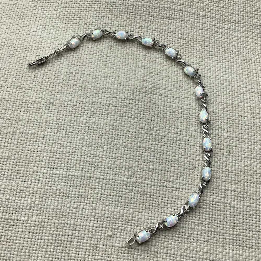 Sterling Silver Faux Opal Bracelet - image 4