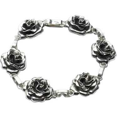 Dancraft Sterling Silver Rose Link Bracelet