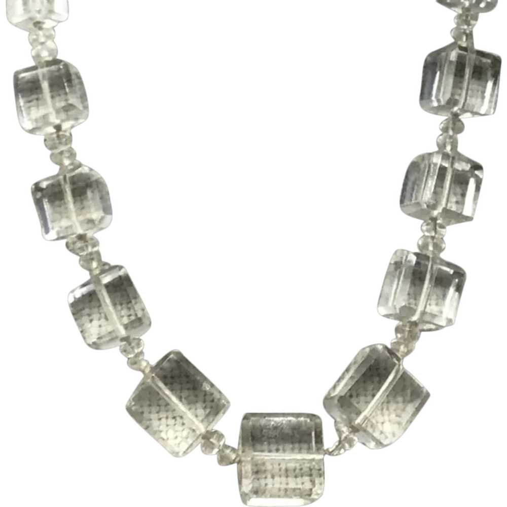 Clear Crystal Square Beaded Necklace - image 1