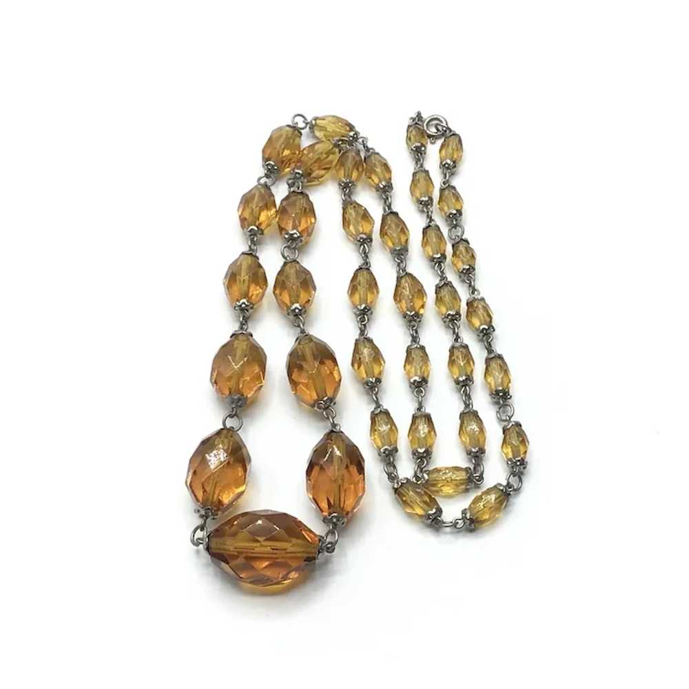 Silver Tone Topaz Glass Faceted Bead Necklace - image 2