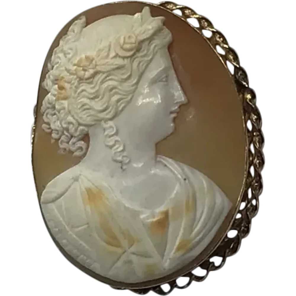 Gold Filled Shell Cameo Brooch/Pendant - image 1