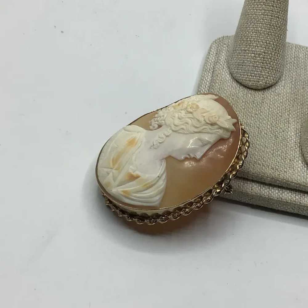 Gold Filled Shell Cameo Brooch/Pendant - image 2