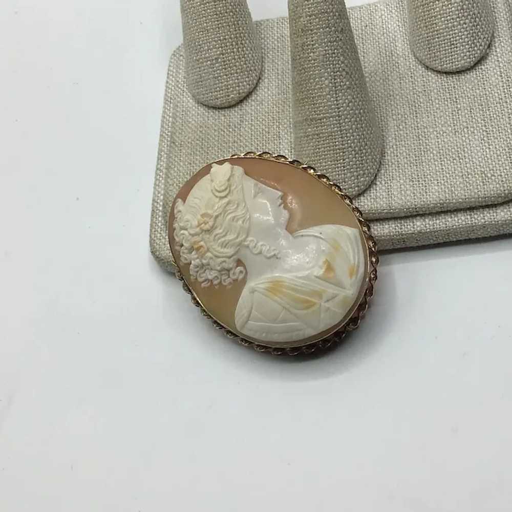 Gold Filled Shell Cameo Brooch/Pendant - image 3