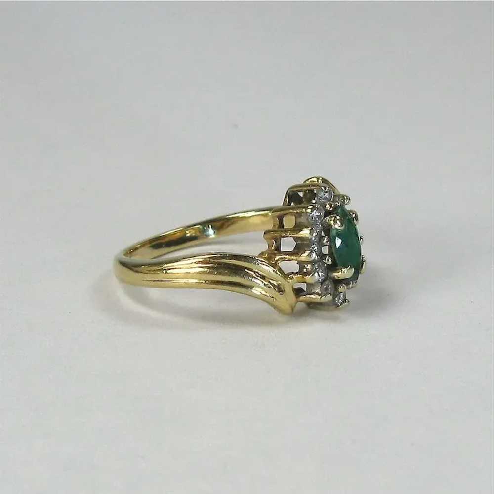 Vintage 14K Yellow Gold Emerald and Diamond Ring - image 2