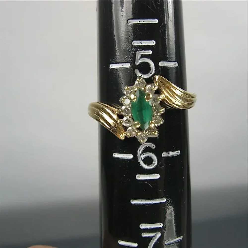 Vintage 14K Yellow Gold Emerald and Diamond Ring - image 5