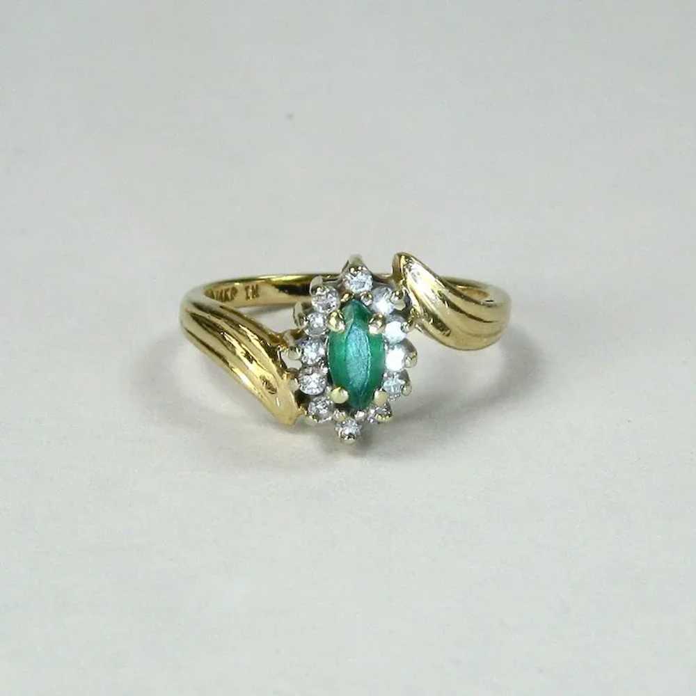 Vintage 14K Yellow Gold Emerald and Diamond Ring - image 6