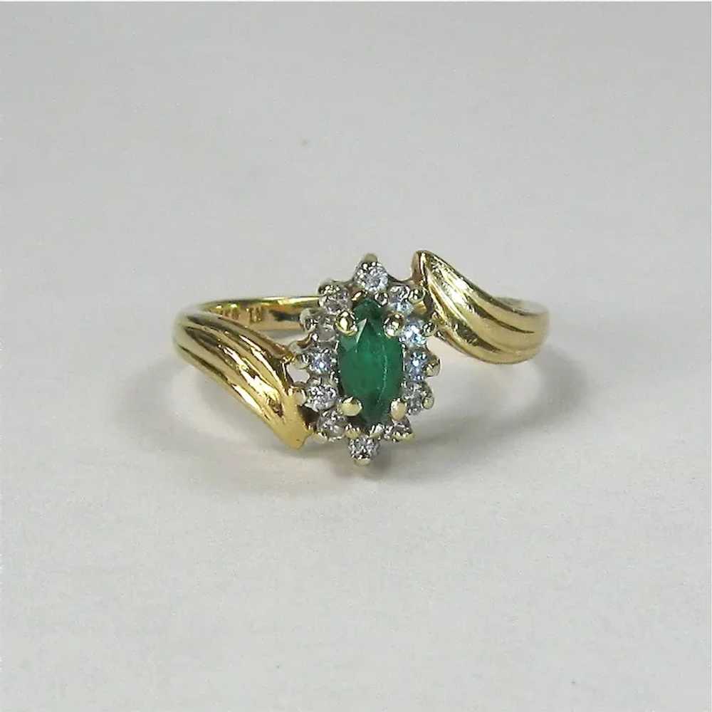Vintage 14K Yellow Gold Emerald and Diamond Ring - image 8