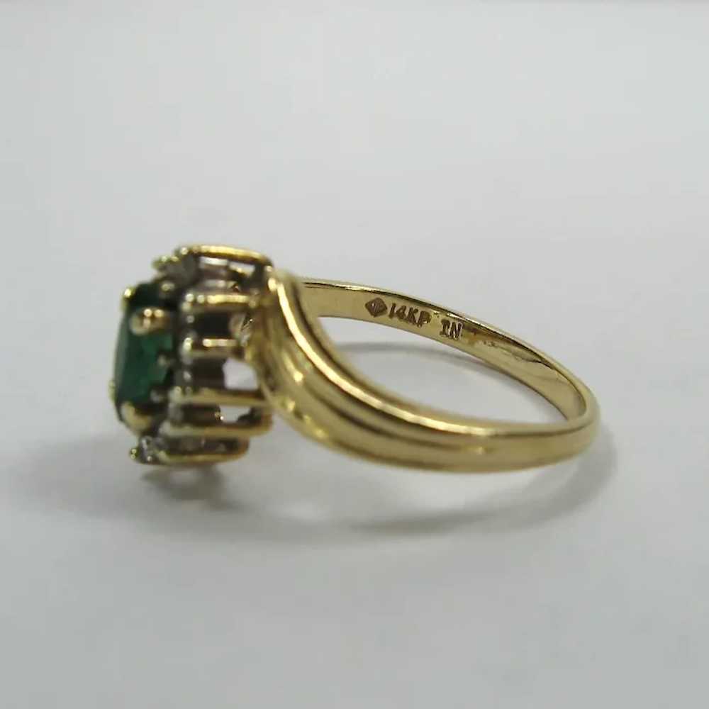 Vintage 14K Yellow Gold Emerald and Diamond Ring - image 9