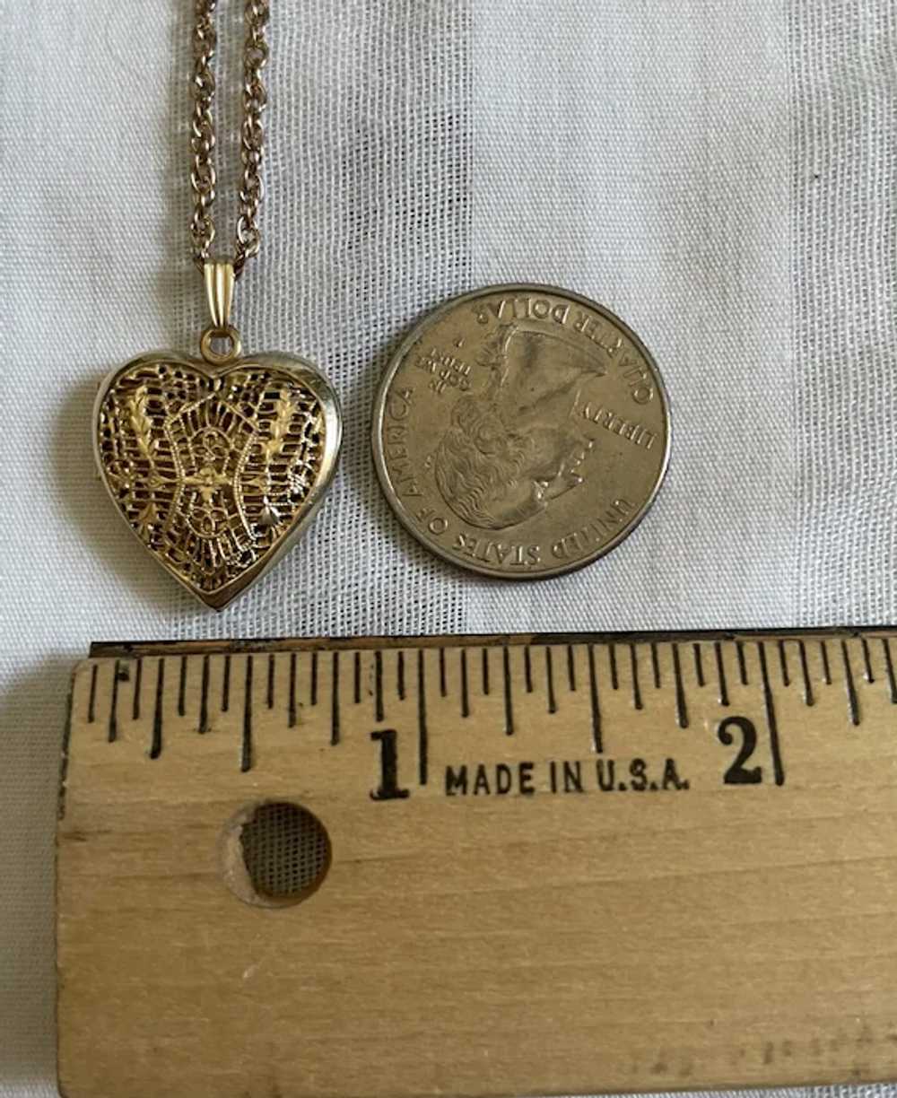 Vintage Gold Filled Filigree Heart Locket Pendant… - image 11