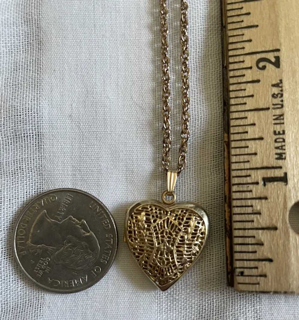 Vintage Gold Filled Filigree Heart Locket Pendant… - image 12