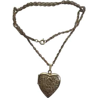 Vintage Gold Filled Filigree Heart Locket Pendant… - image 1
