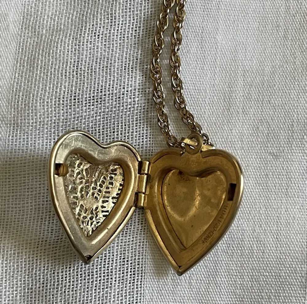 Vintage Gold Filled Filigree Heart Locket Pendant… - image 8