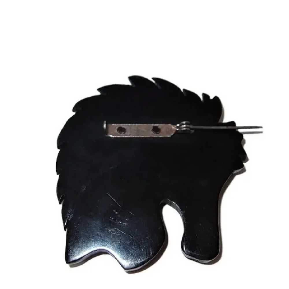 Black Bakelite Horse Head Deeply Carved and Paint… - image 5