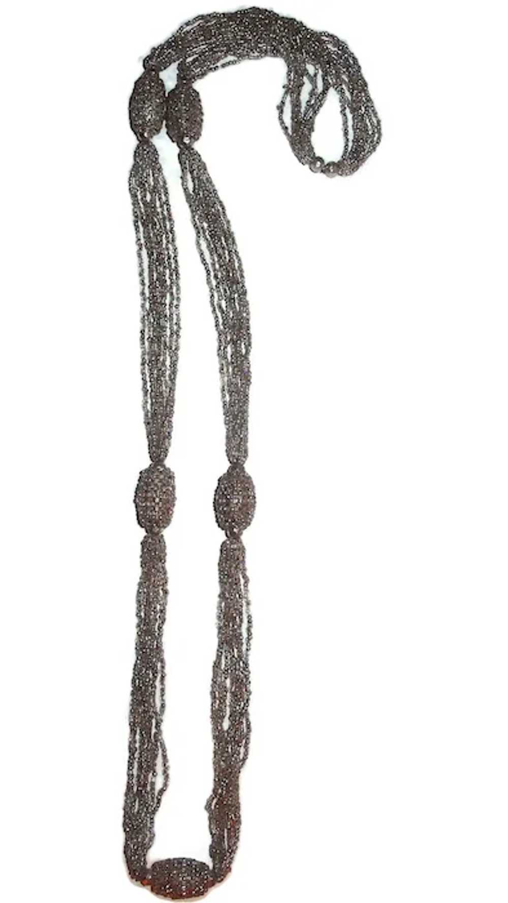 Long Art Deco Multi Strands Beaded Necklace - image 4