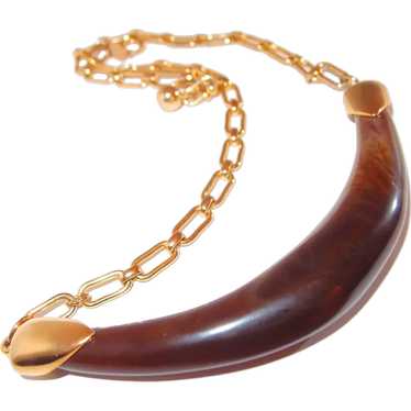 Celebrity Horn Lucite Collar Necklace - image 1