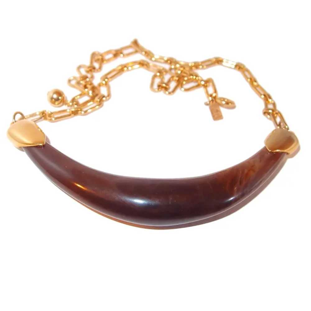 Celebrity Horn Lucite Collar Necklace - image 2