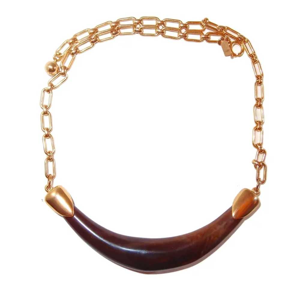 Celebrity Horn Lucite Collar Necklace - image 3
