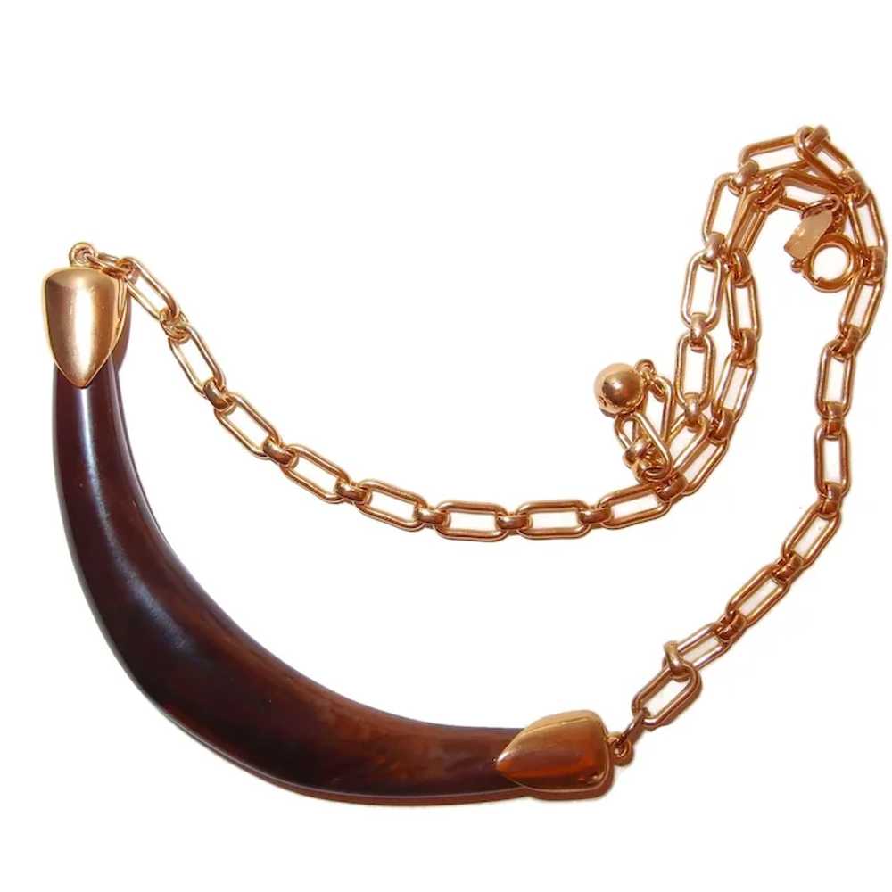 Celebrity Horn Lucite Collar Necklace - image 4