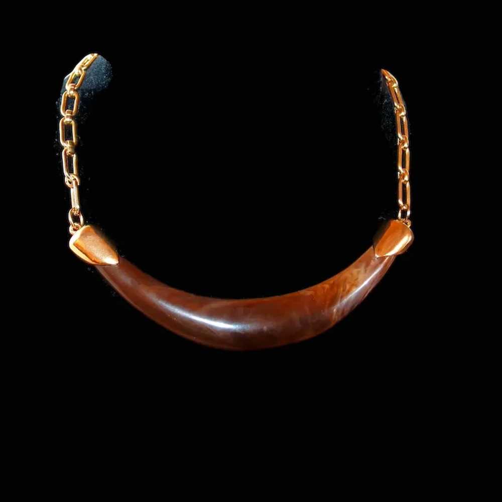 Celebrity Horn Lucite Collar Necklace - image 6