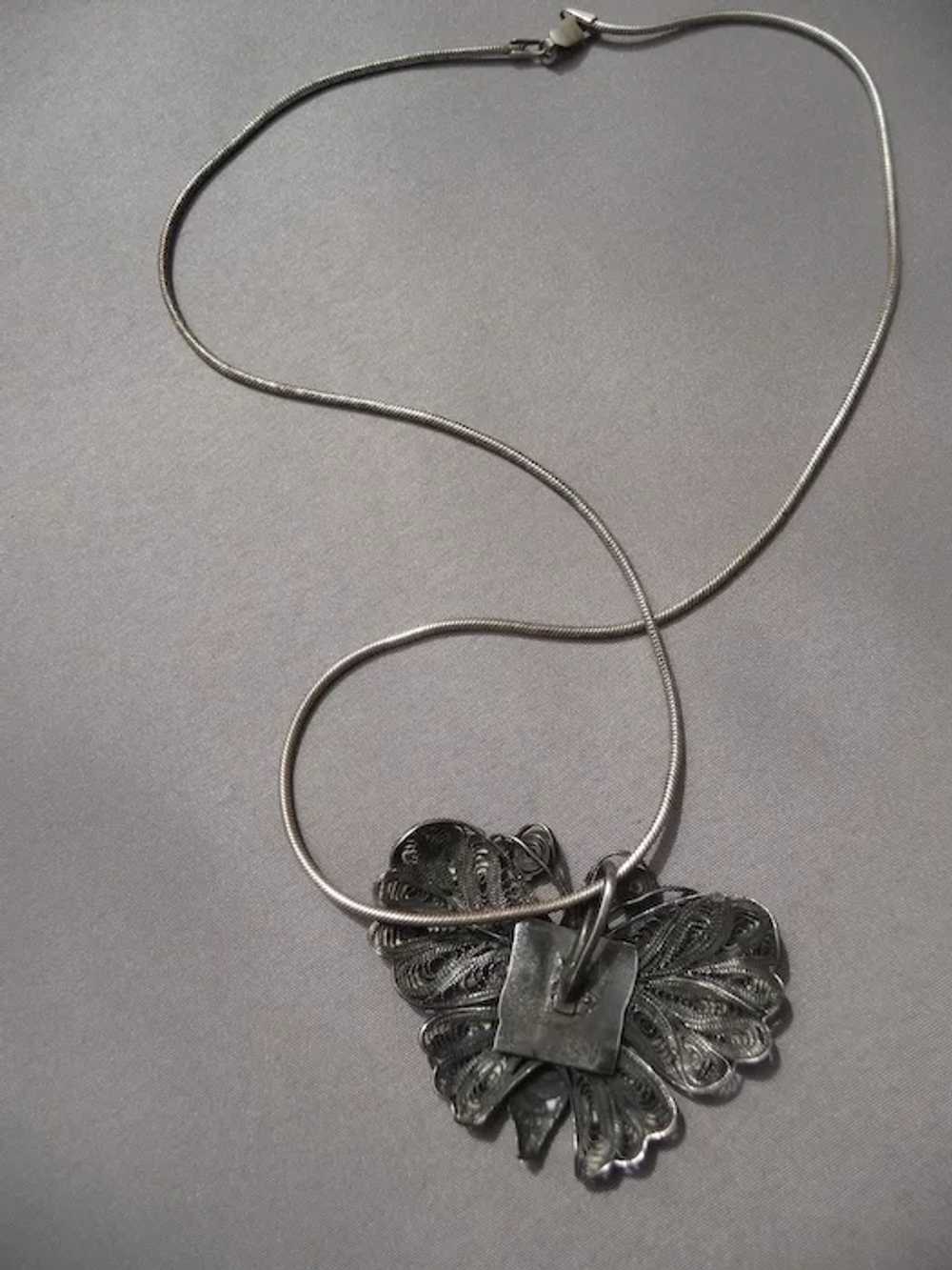 Silver Filigree Butterfly Necklace/Pendant - image 3