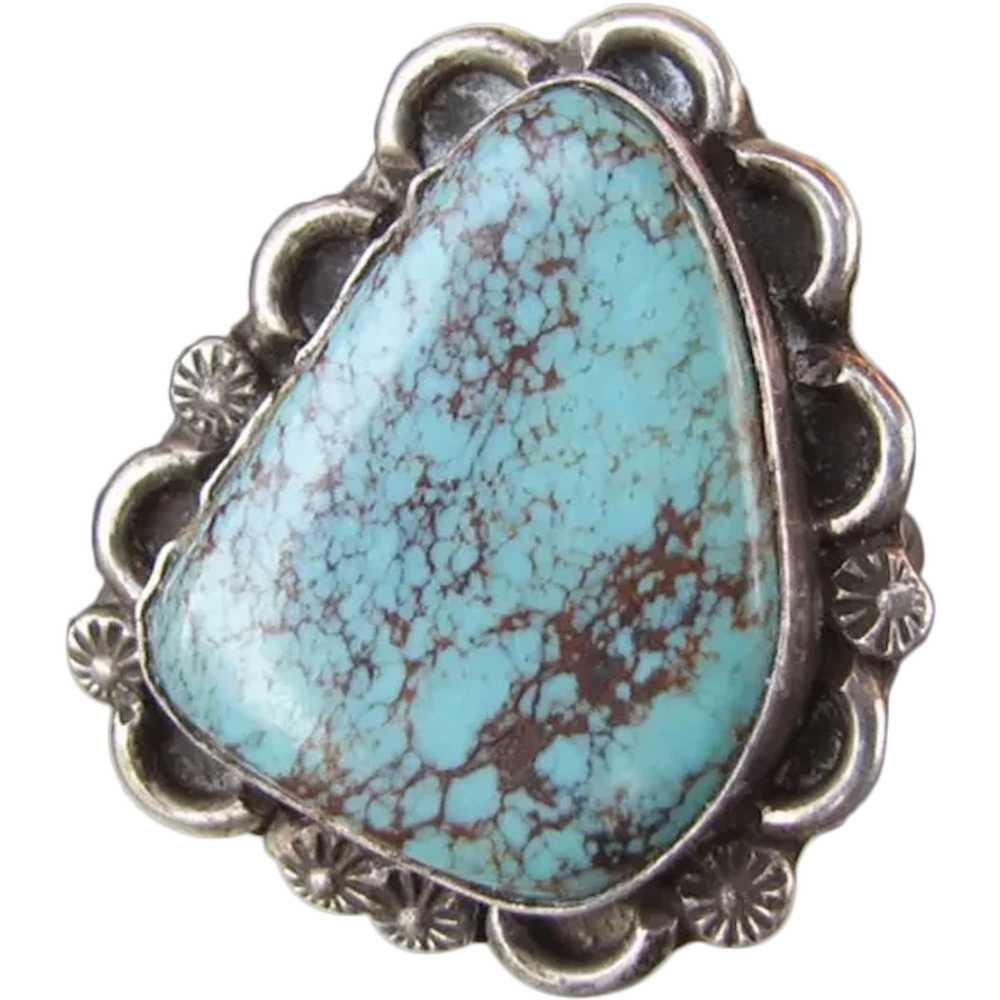 SIGNED Native American Turquoise & Sterling Silve… - image 1