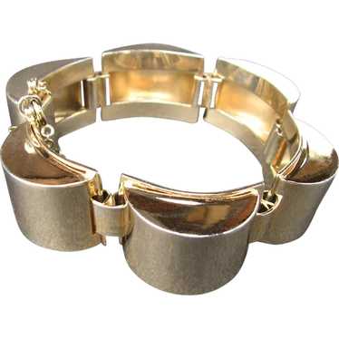 Hobe Machine Age Modernist Chunky Gold Tone Brace… - image 1