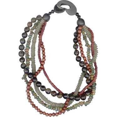 MONIES Dramatic Multi-Strand Necklace, Stone, Horn