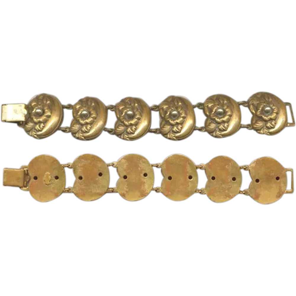 MAURICE HOLLYWOOD Embossed Link Bracelet Gold Tone - image 1