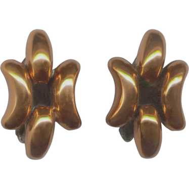RENOIR Modernist Copper Clip Back Earrings