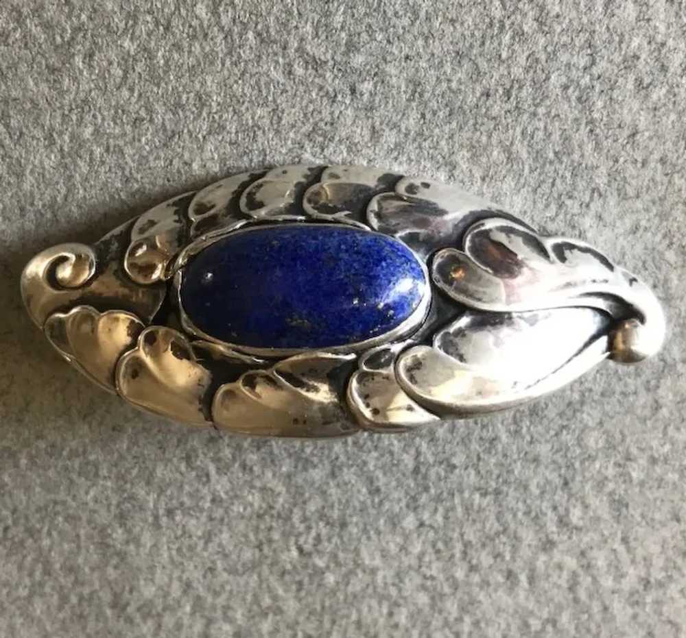 Georg Jensen 830 Silver Brooch No.168 With Lapis … - image 2