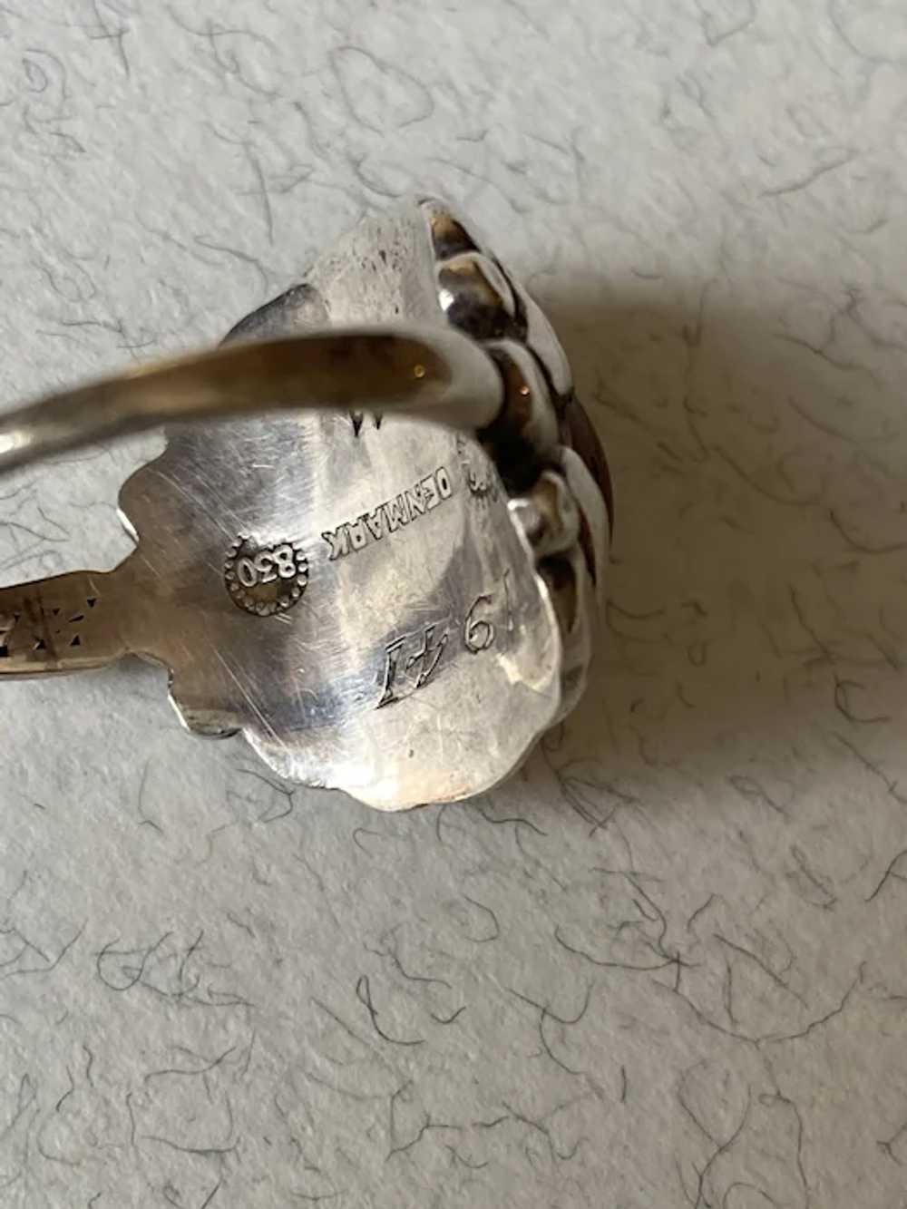 Georg Jensen Early Sterling Silver Ring with Ambe… - image 6