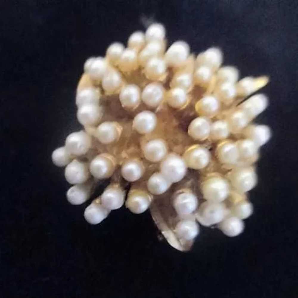 BSK Signed Goldtone and Faux Pearl Brooch/Pin - image 4