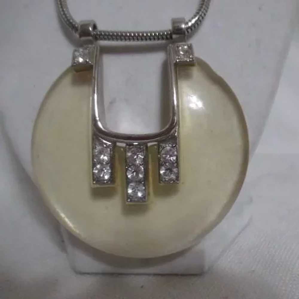 Necklace with Acrylic Pendant Rhinestones Inset - image 2