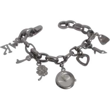 Ann Klein Silvertone Charm Bracelet with Watch
