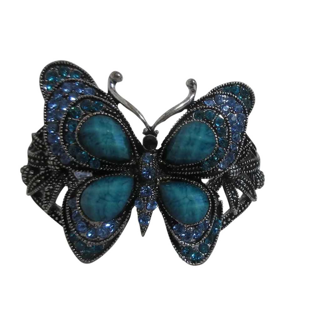 Bright Blue Butterfly Clasp Bracelet - image 1