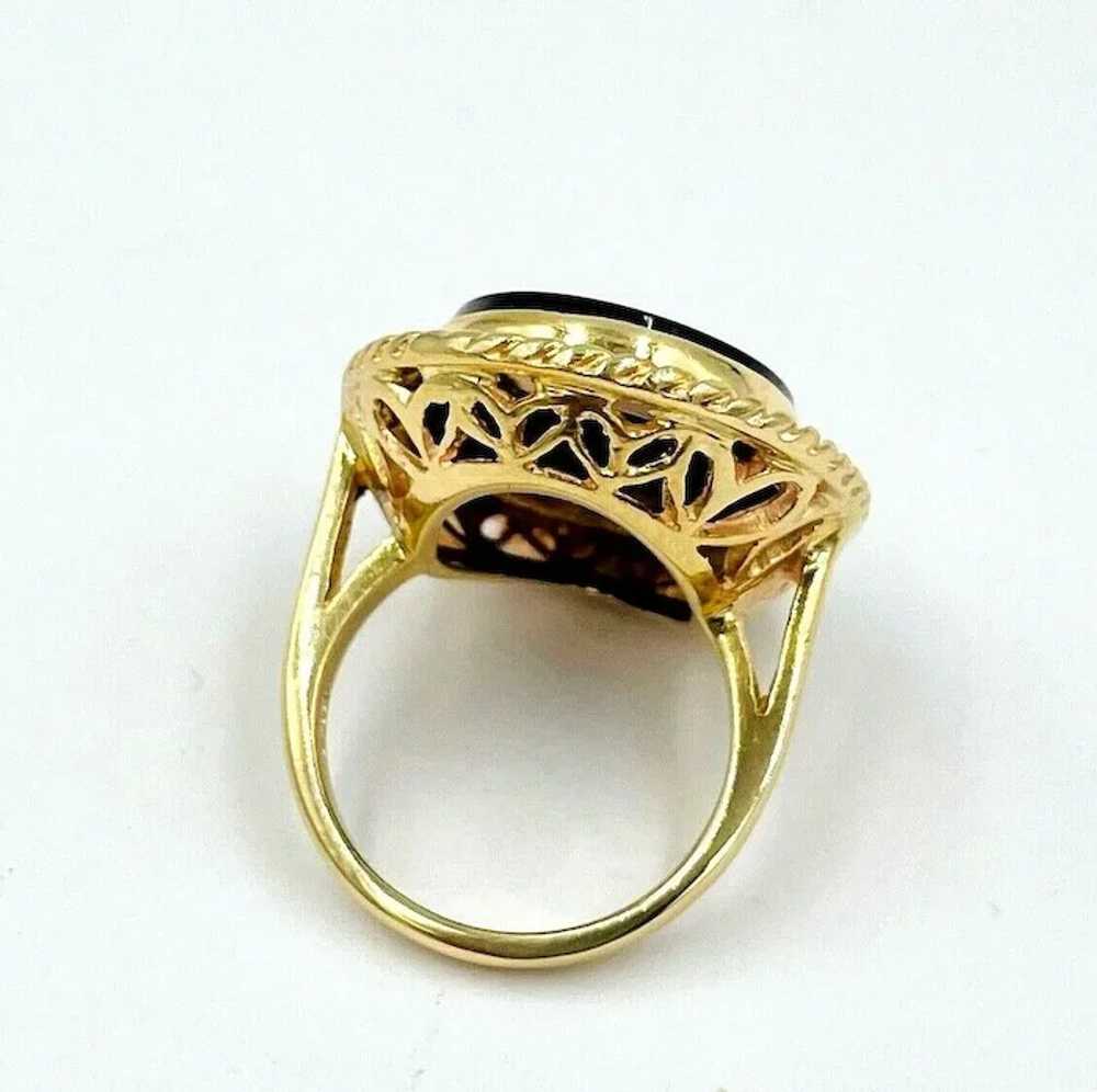 14k Gold Intaglio Ring Roman Soldier Black Onyx S… - image 6